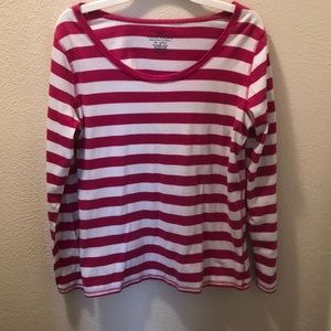 Long sleeve pink and white striped shirt